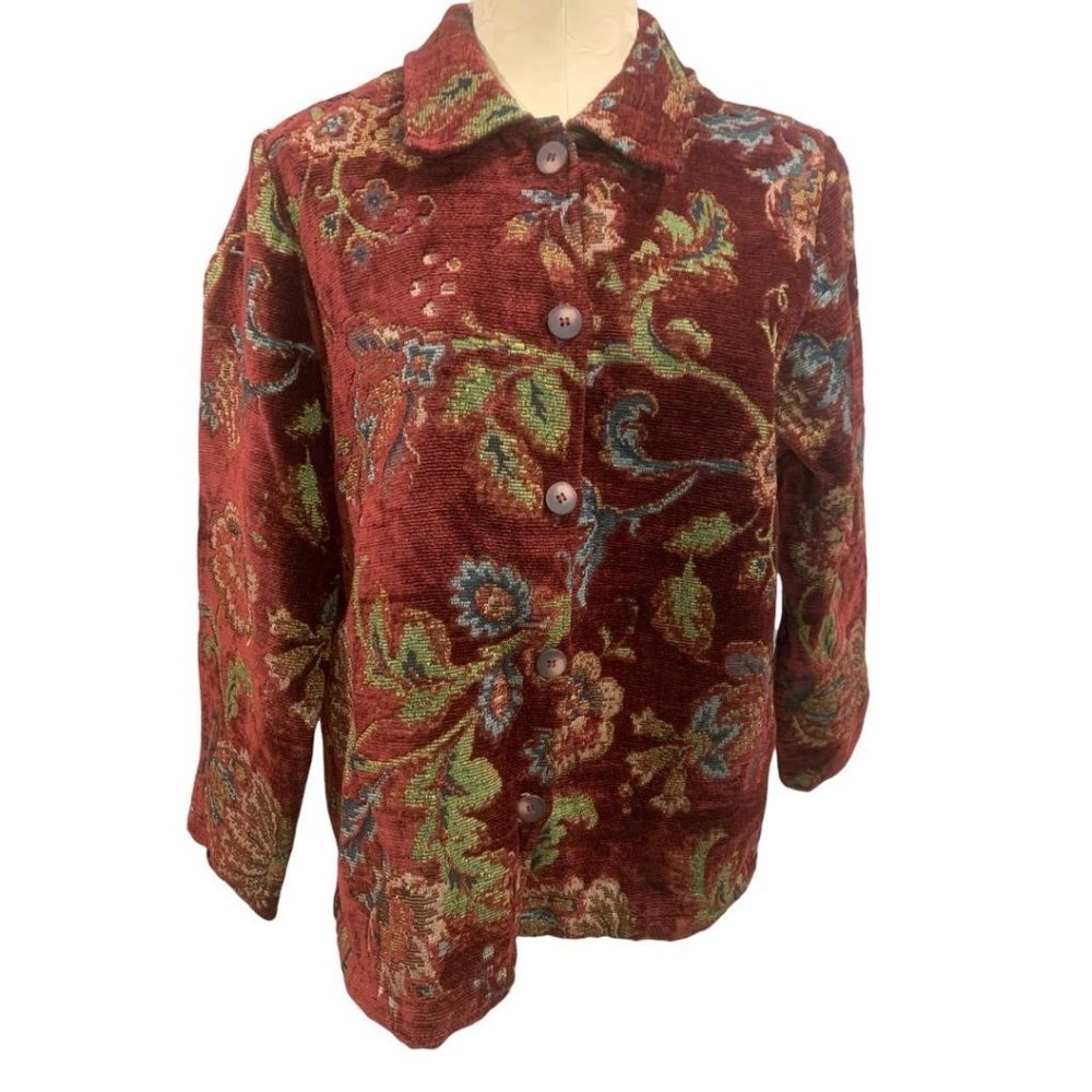 Medium Coldwater Creek Women's Vintage 1990s Brocade Button Up Jacket USA